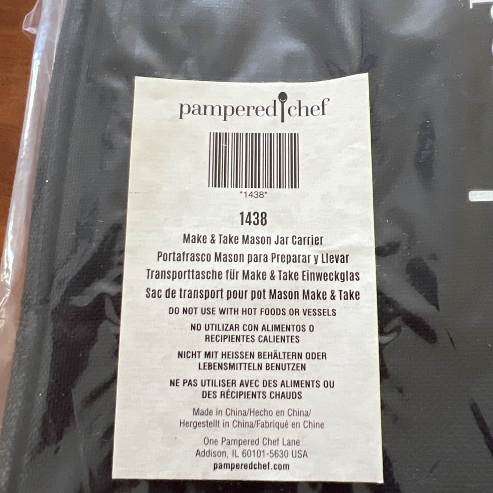 Pampered Chef |  1438 Retired Make‎ and Take Mason Jar Carrier Bag New Sealed